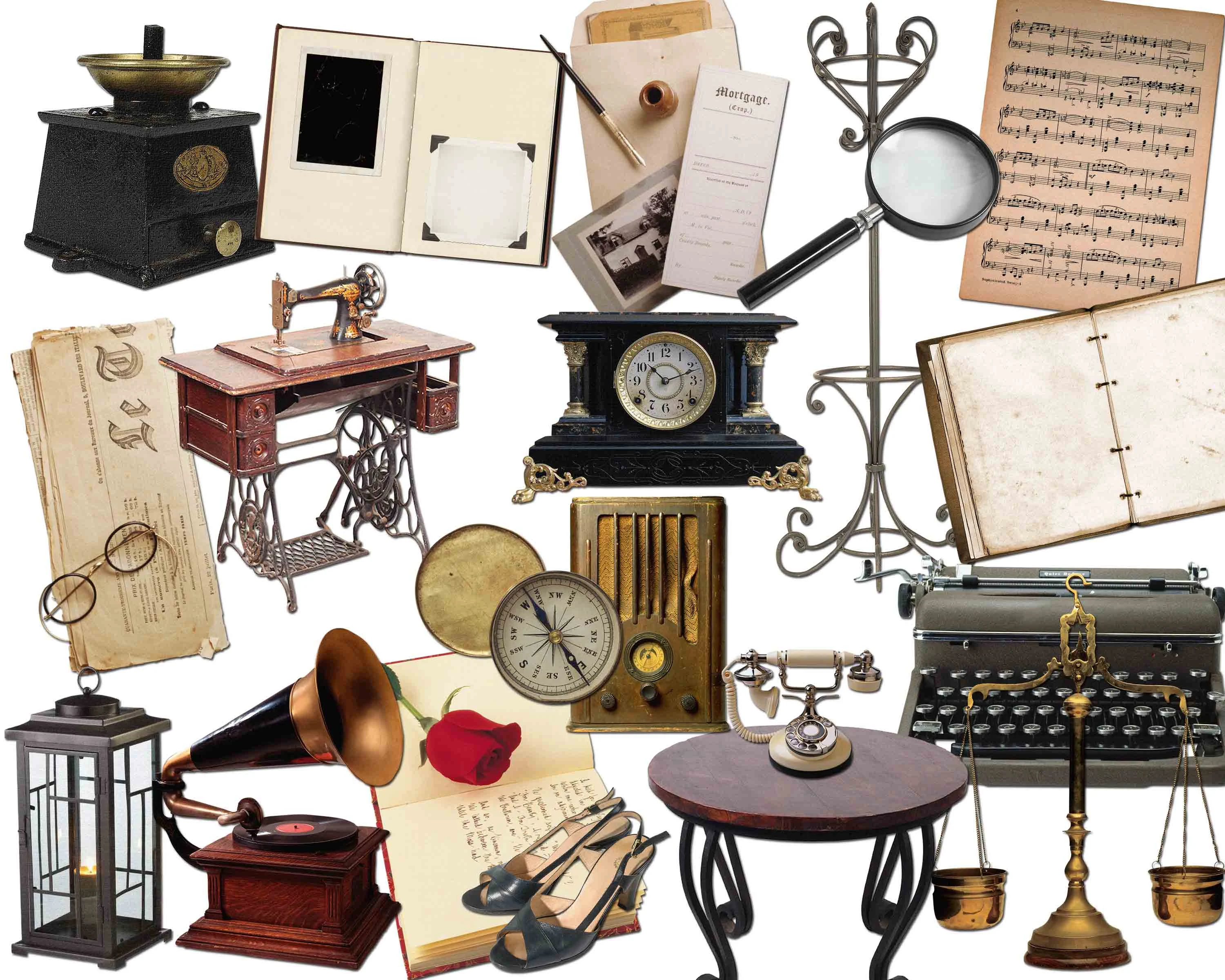 Vintage items on display
